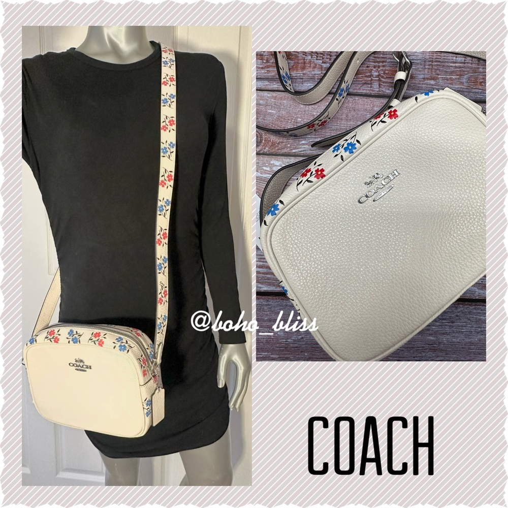 COACH | Cream Crossbody Camera Bag with Floral Print Optional Strap NWT - Picture 3 of 11